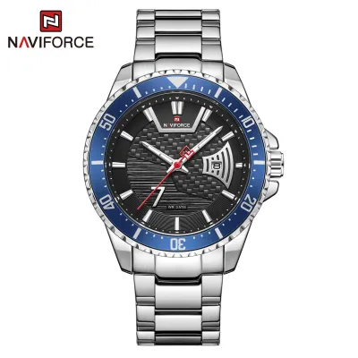 NAVIFORCE NF9191 Men Business Quartz Wristwatch Stainless Steel Sport Military Date Week Waterproof Male Clock